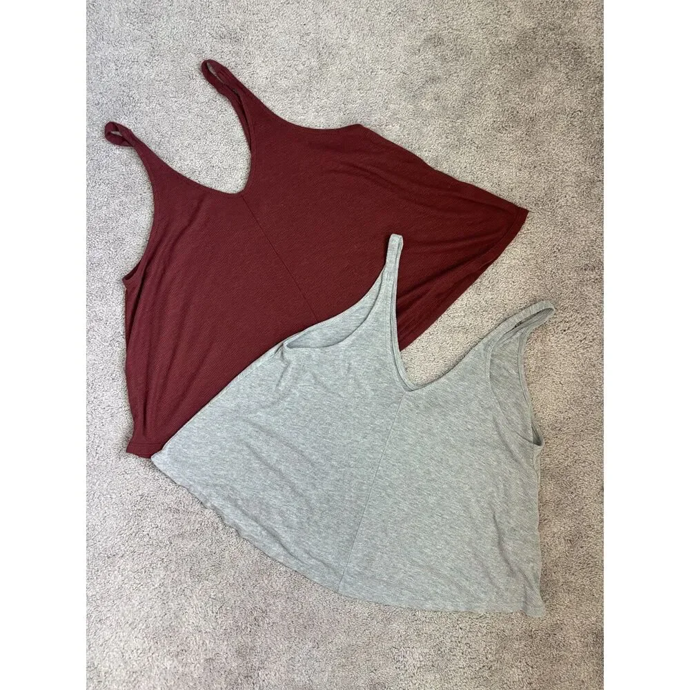 Free People Intimately Tank Tops Maroon Gray *Bundle*-Size S